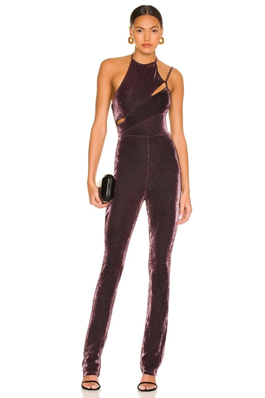 Superdown Tia Jumpsuit Halter Neck Mesh Glitter Shimmer Party Cocktail Formal M